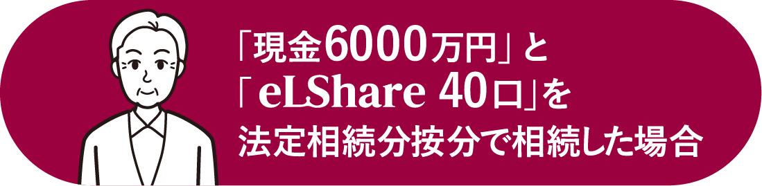 「現金8000万円」と「eLShare 20口」を法定相続分按分で相続した場合